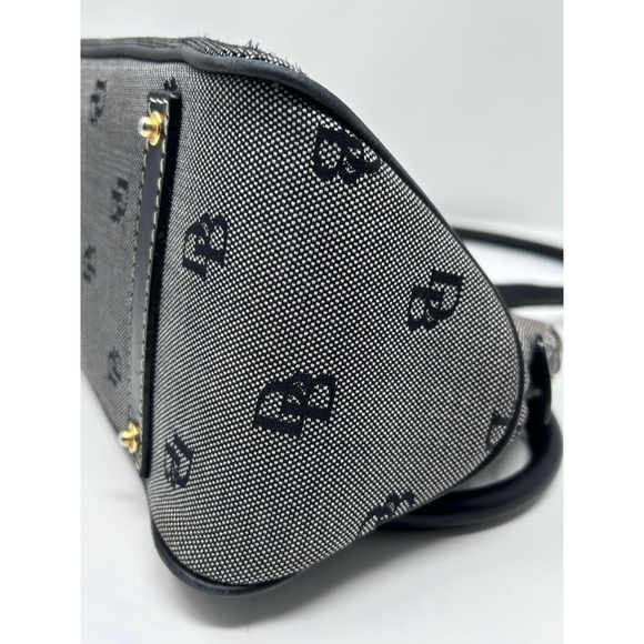 Dooney & Bourke Gray Monogram Canvas Leather Dome Satchel Bag Large - Picture 7 of 16